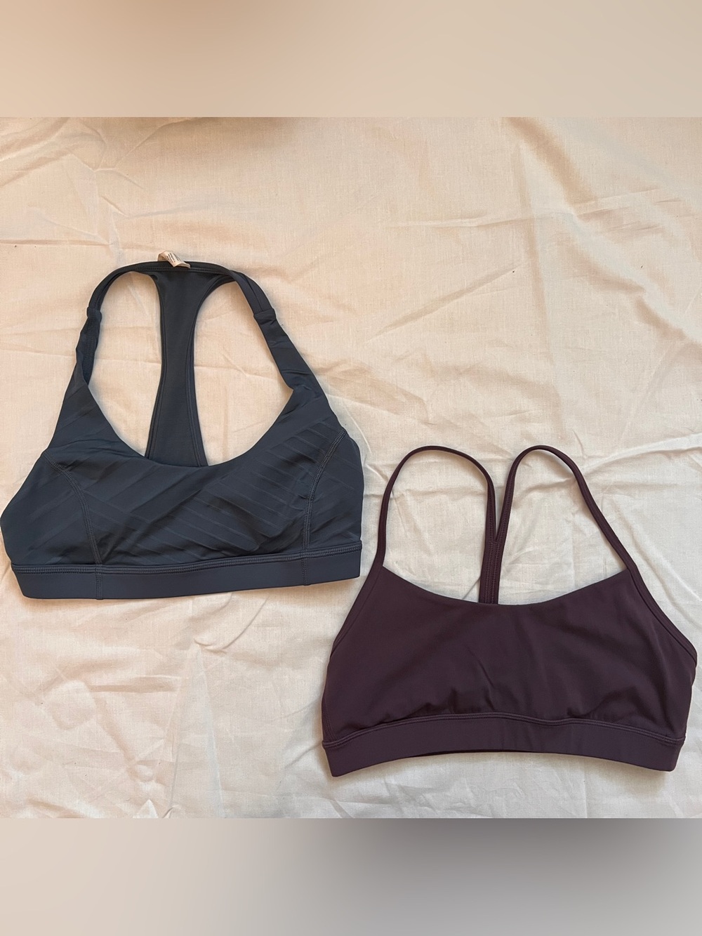 Lululemon Women’s 2 Sports Bras - Slate Blue sz 6 & Deep Plum sz 8